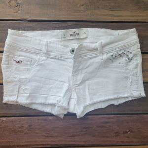Hollister Low Rise White Denim Shorts